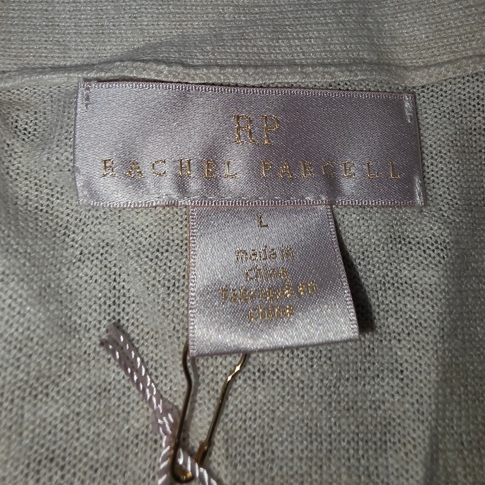 Rachel Parcell Beige Oatmeal Knit Cardigan Sweater Ruffled Sleeve Pockets L - Picture 4 of 10